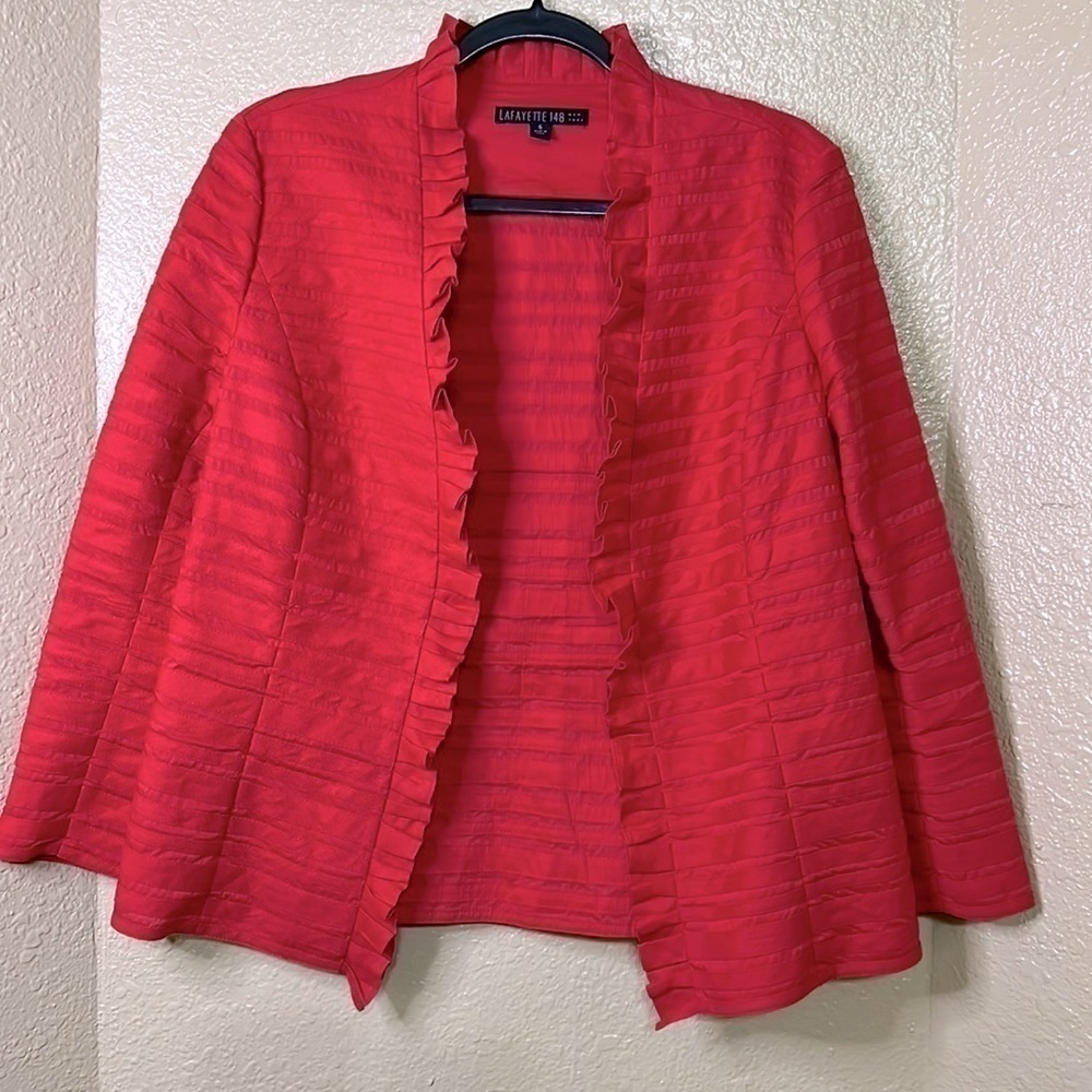 LAFAETTE 148 New York Ruffled Pleated Lightweight Jacket Blazer Evening 6